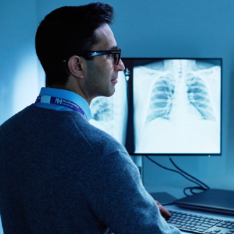 doctor viewing a chest xrays
